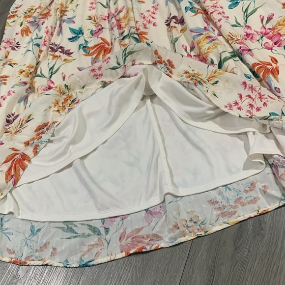 Torrid Floral Print Midi Swiss Dot Shirred Dress with Pockets size 3X - Picture 9 of 16